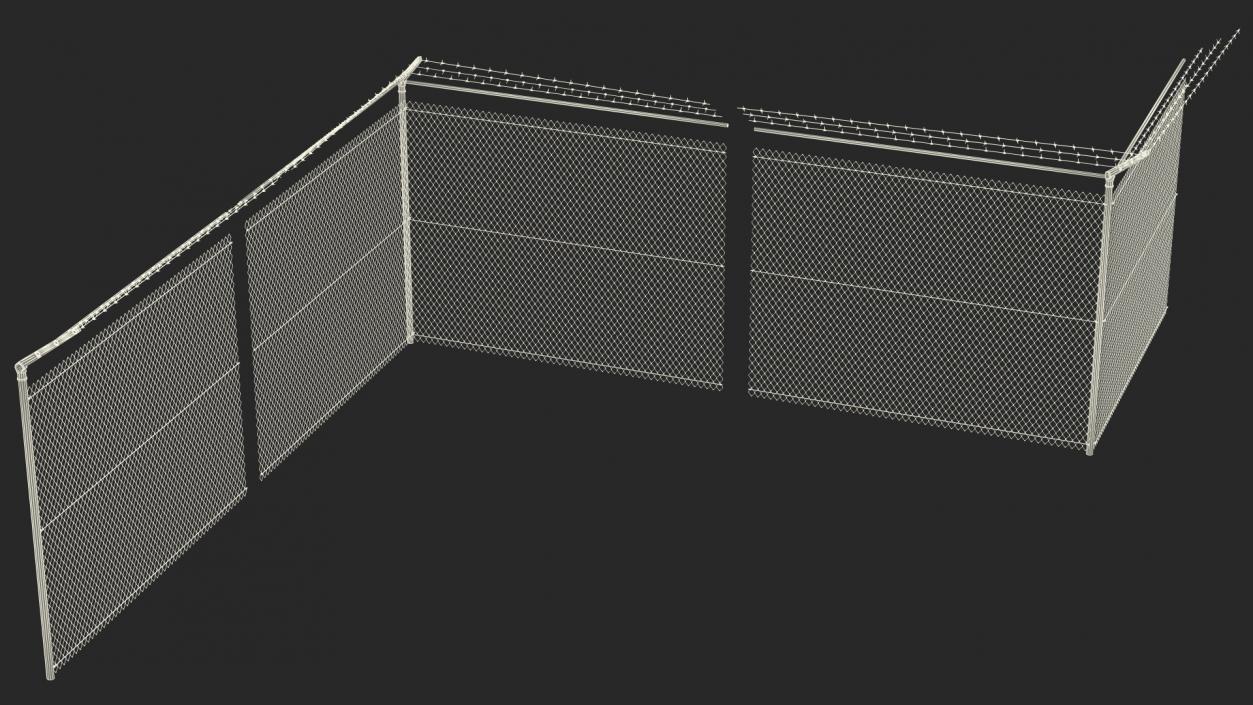 Electric Barbed Wire Fences Sections Collection 3D