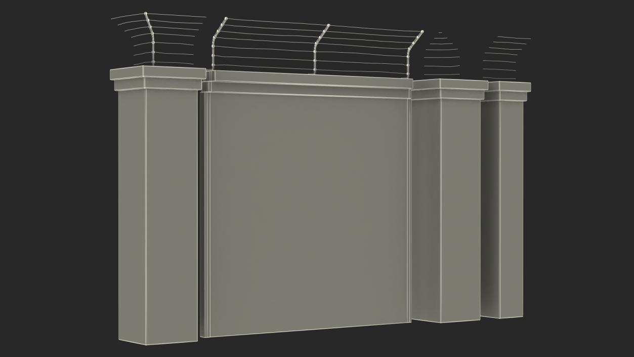 Electric Barbed Wire Fences Sections Collection 3D