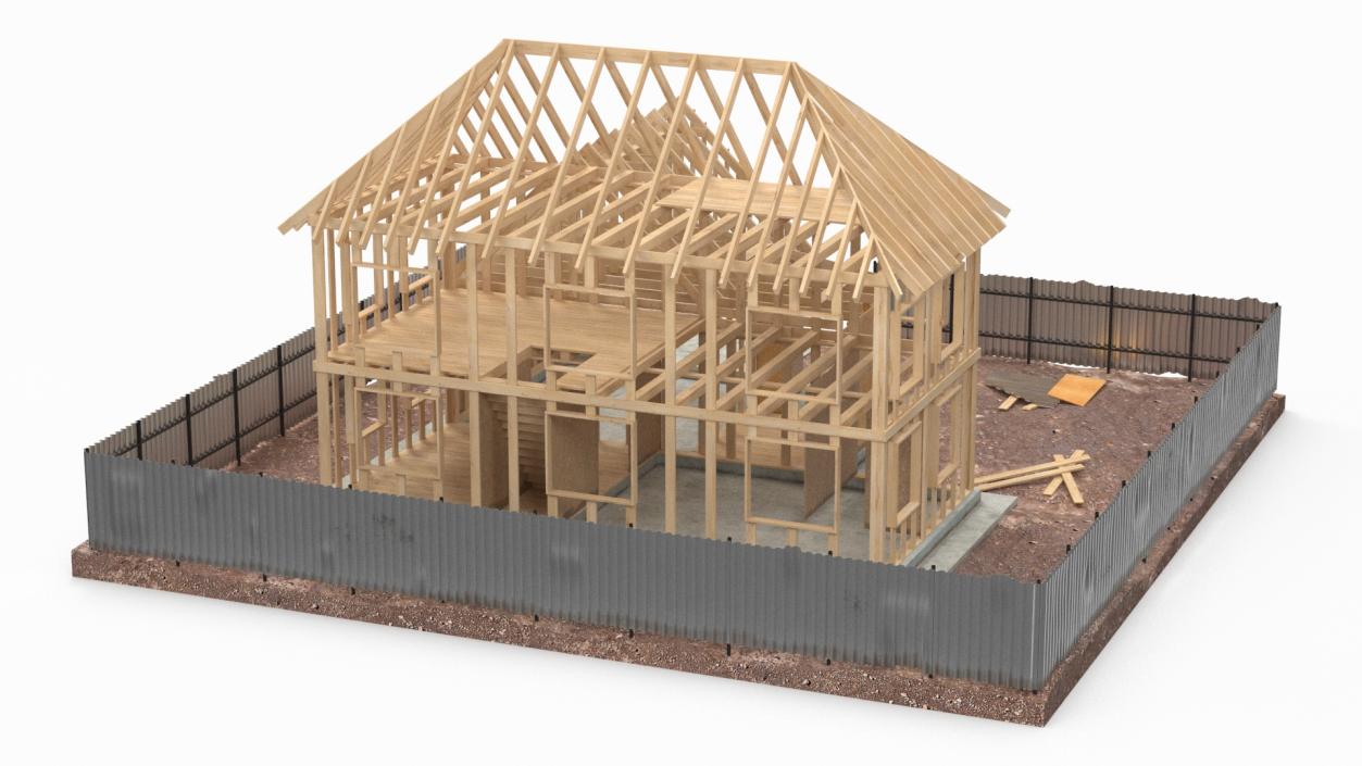 3D model Residential House Framing Structure