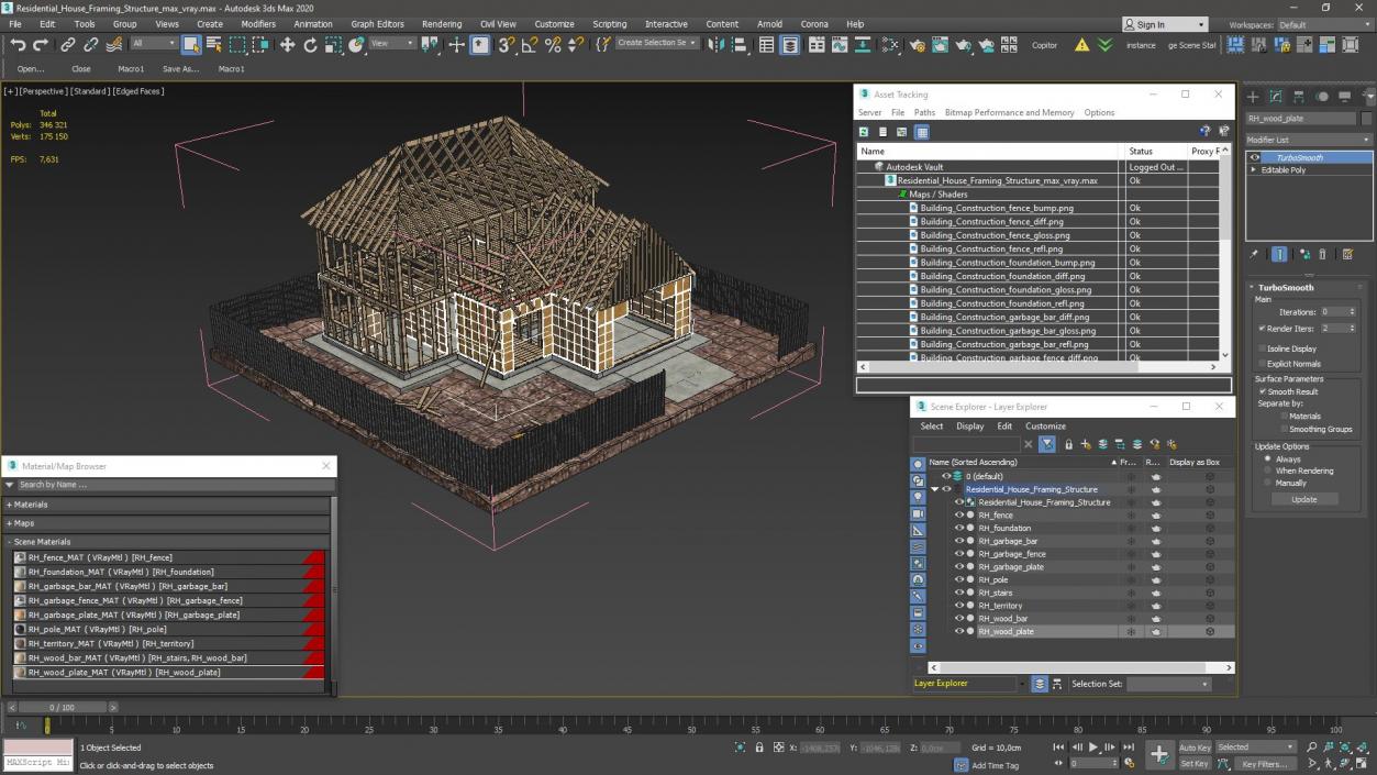 3D model Residential House Framing Structure