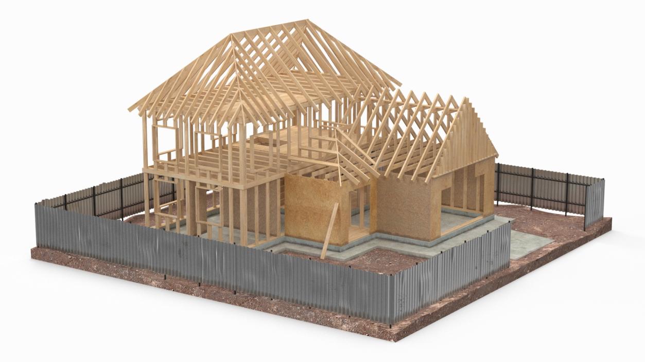 3D model Residential House Framing Structure