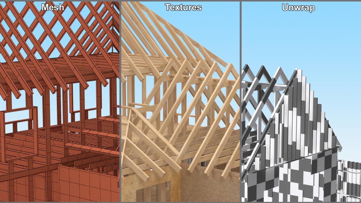 3D model Residential House Framing Structure