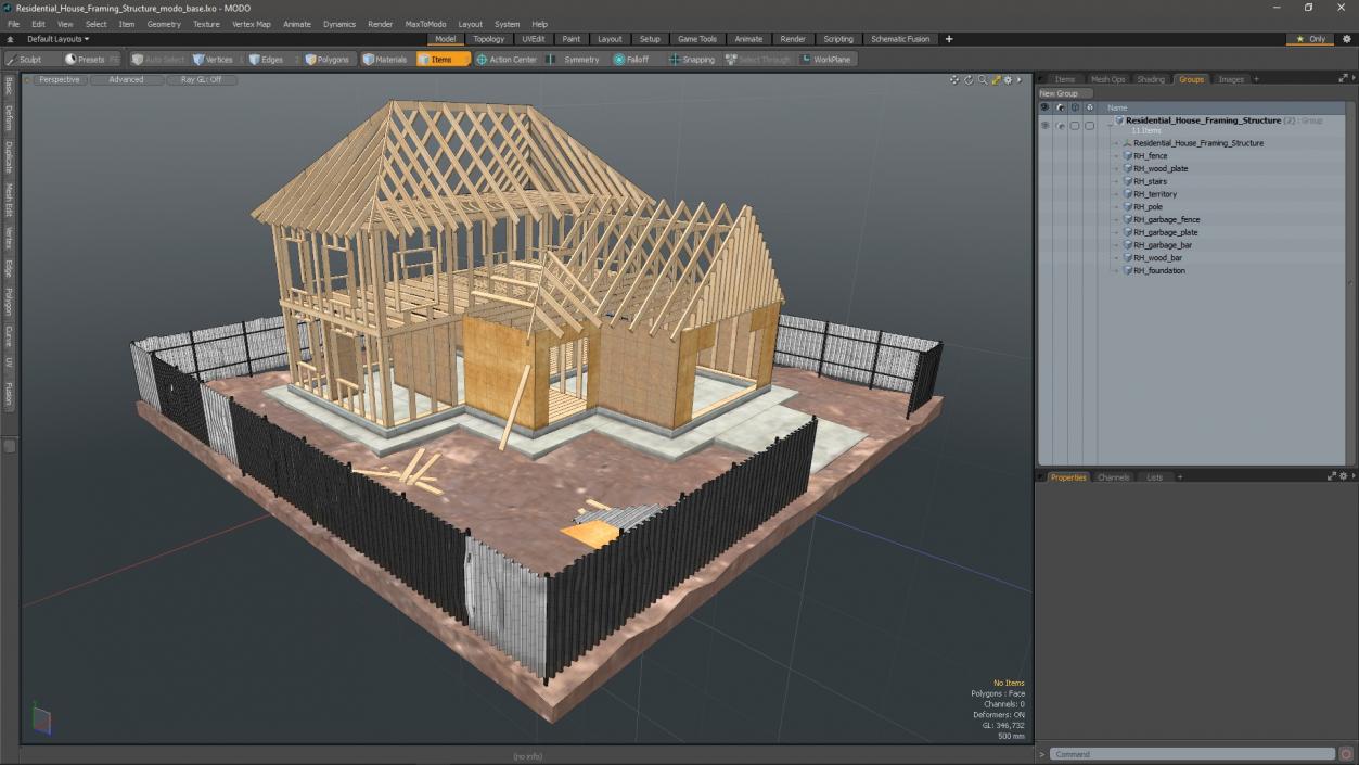 3D model Residential House Framing Structure