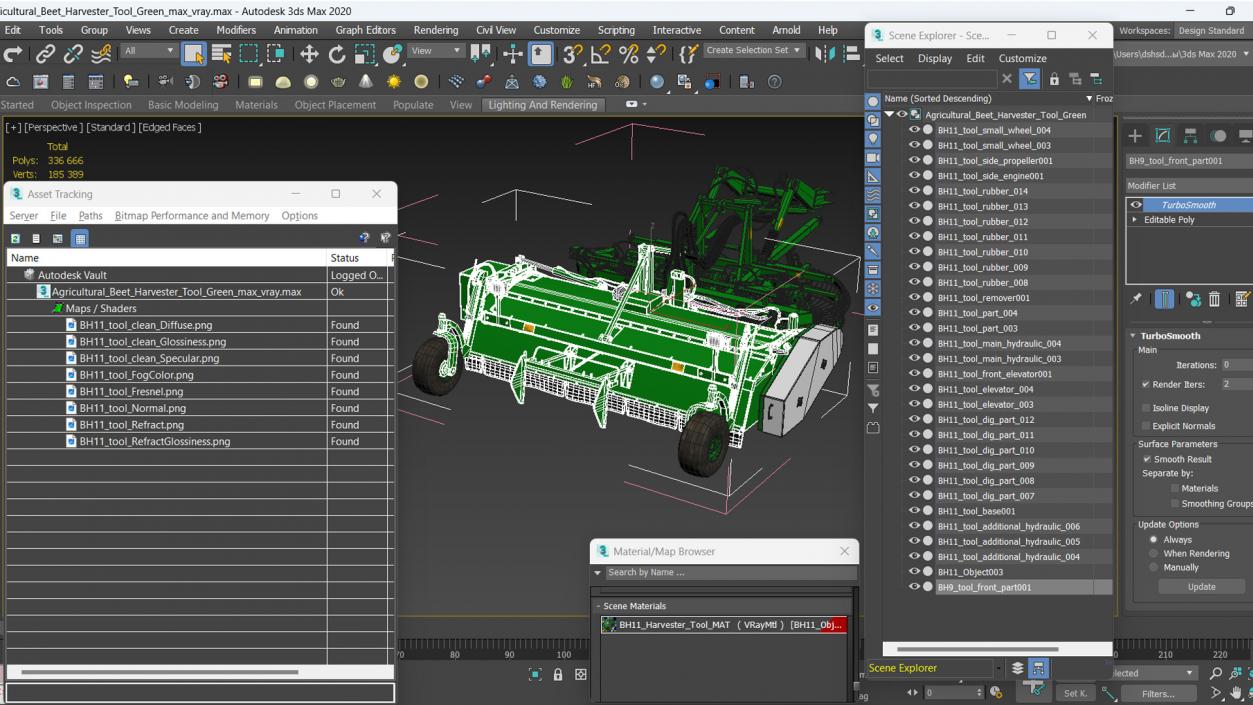 3D Agricultural Beet Harvester Tool Green model