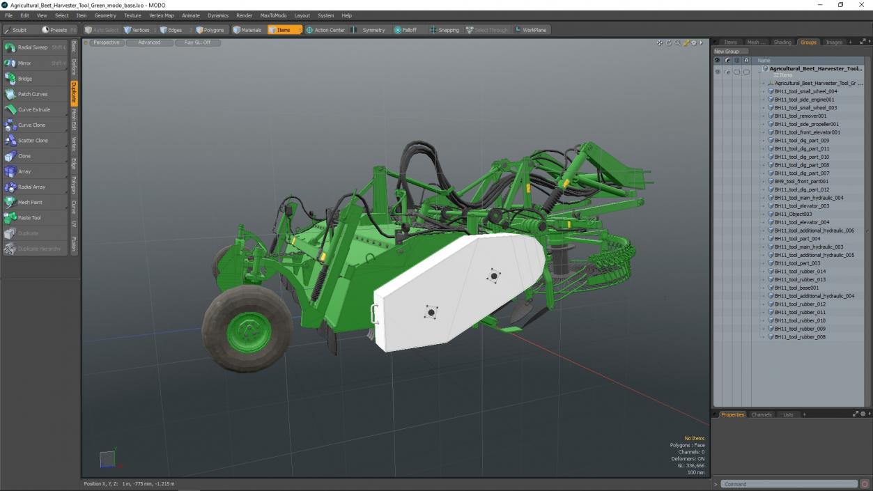 3D Agricultural Beet Harvester Tool Green model