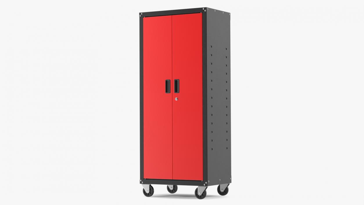 Wheeled Freestanding Garage Cabinet Red 3D model