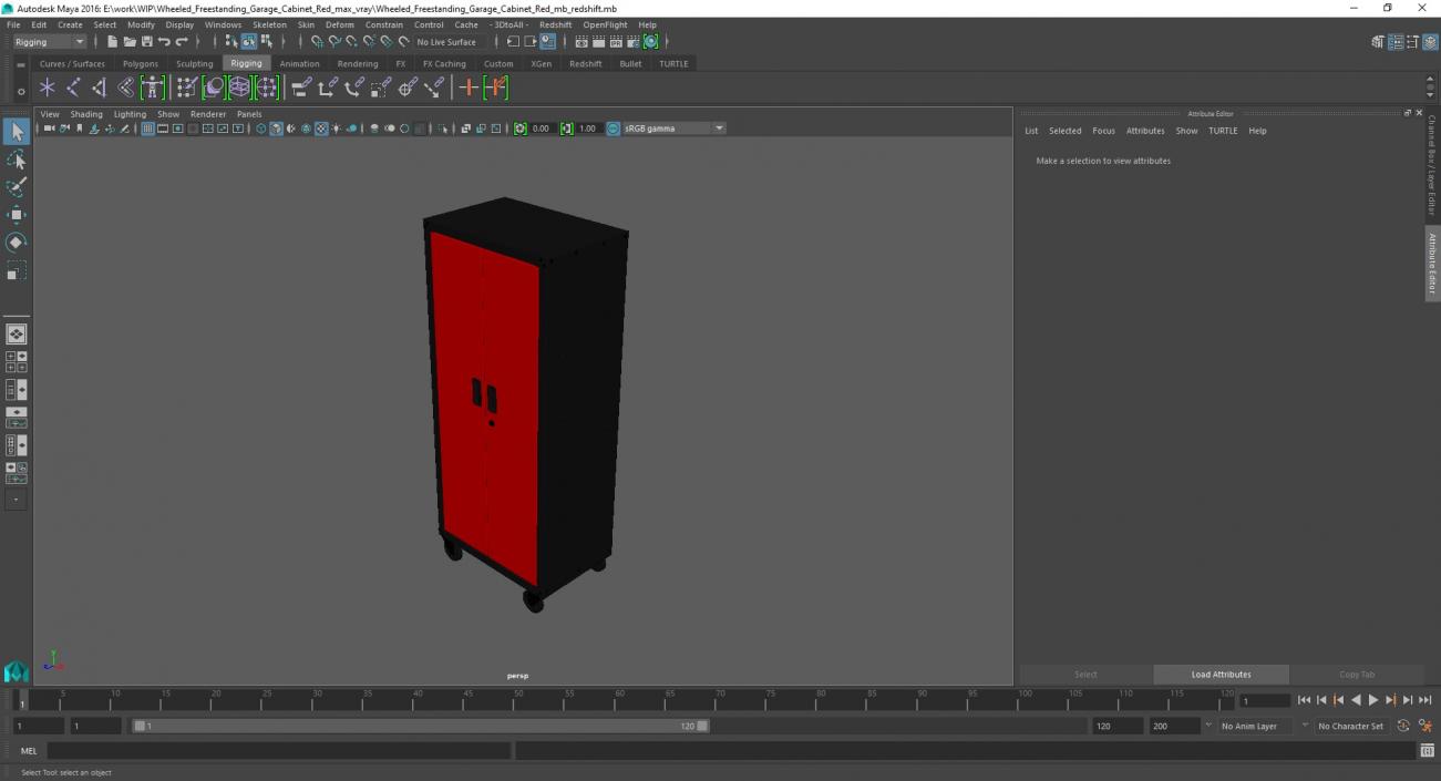 Wheeled Freestanding Garage Cabinet Red 3D model