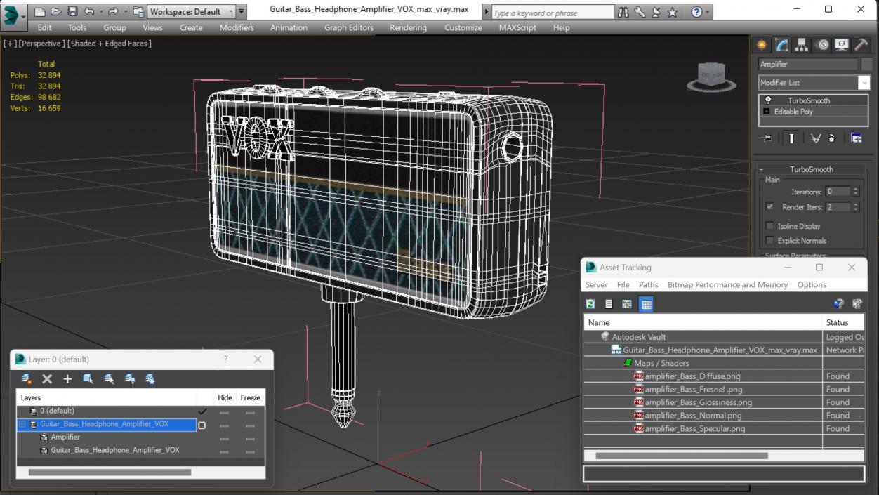 3D model Guitar Bass Headphone Amplifier VOX