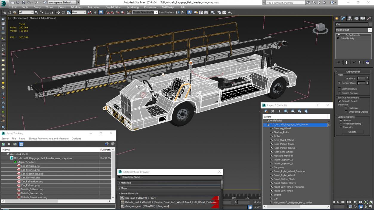 TLD Aircraft Baggage Belt Loader 3D