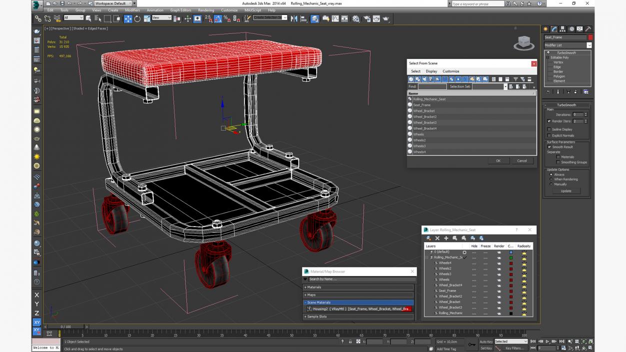 3D Rolling Mechanic Seat