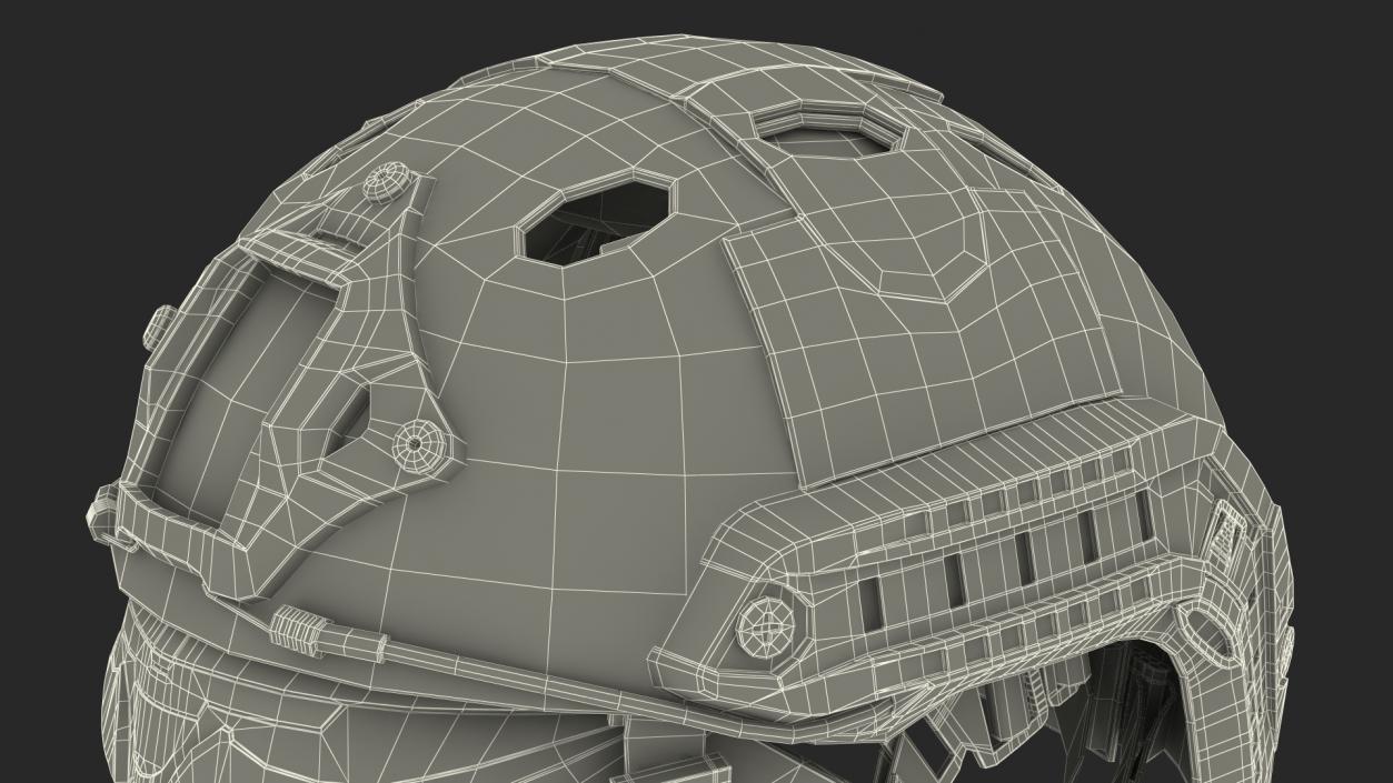 3D Black Airsoft Tactical Helmet and Mask model