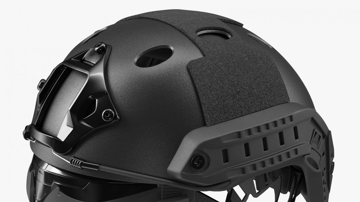 3D Black Airsoft Tactical Helmet and Mask model