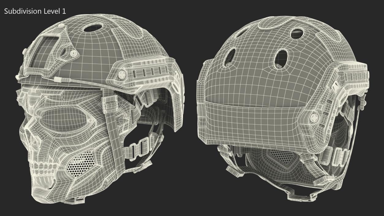 3D Black Airsoft Tactical Helmet and Mask model