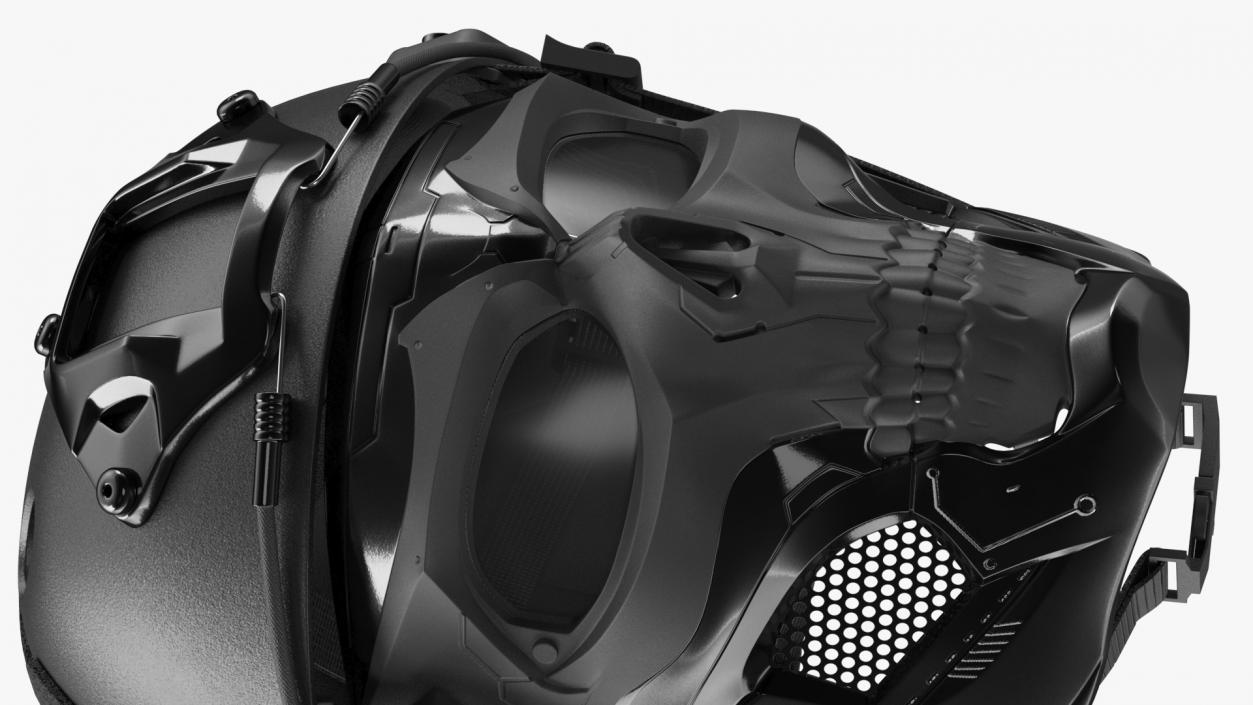 3D Black Airsoft Tactical Helmet and Mask model