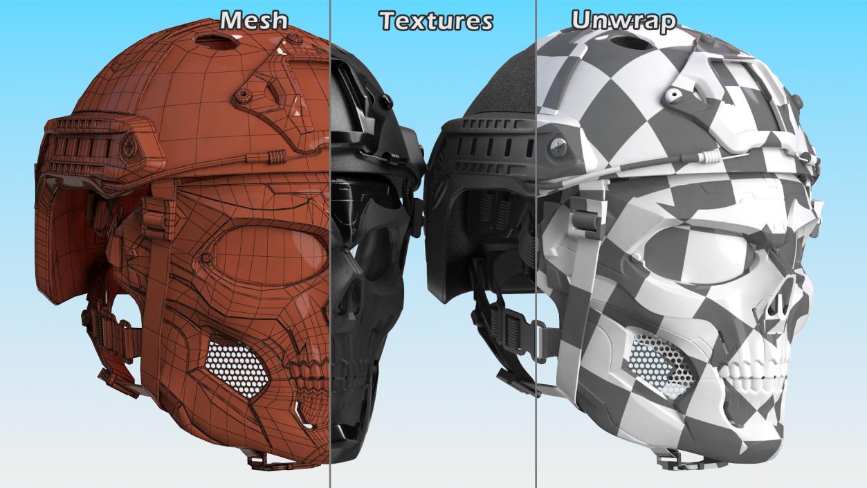 3D Black Airsoft Tactical Helmet and Mask model