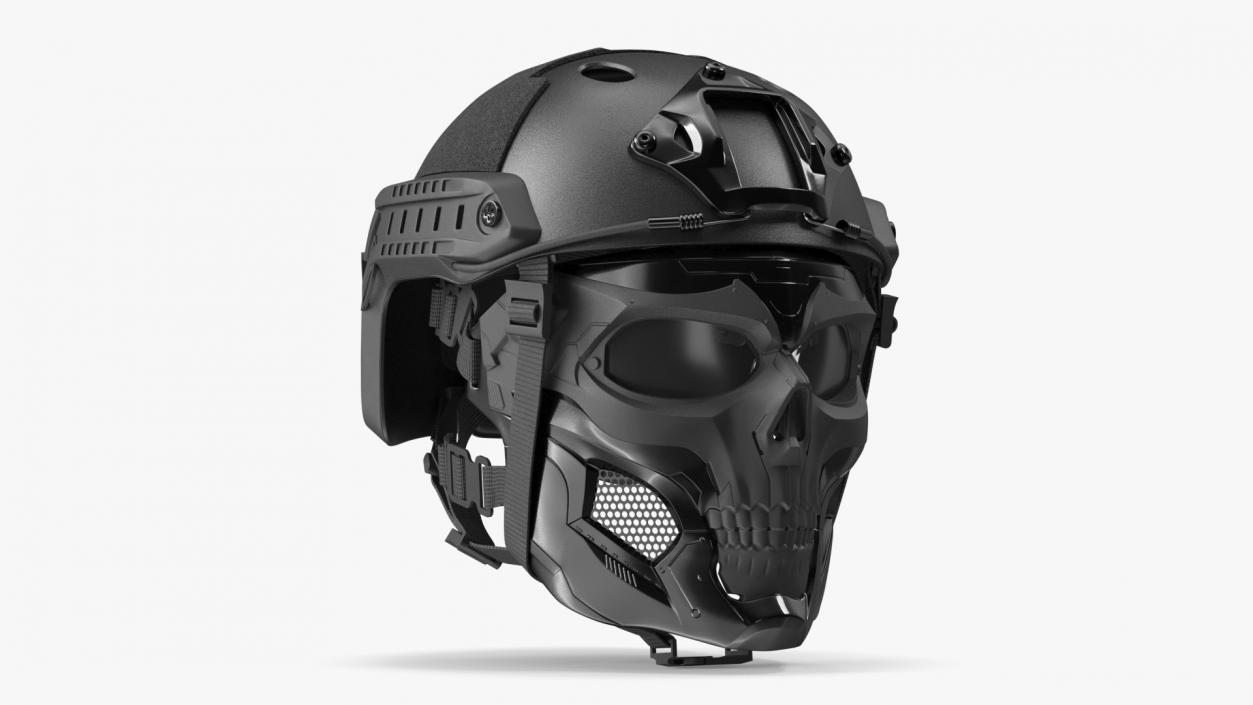 3D Black Airsoft Tactical Helmet and Mask model