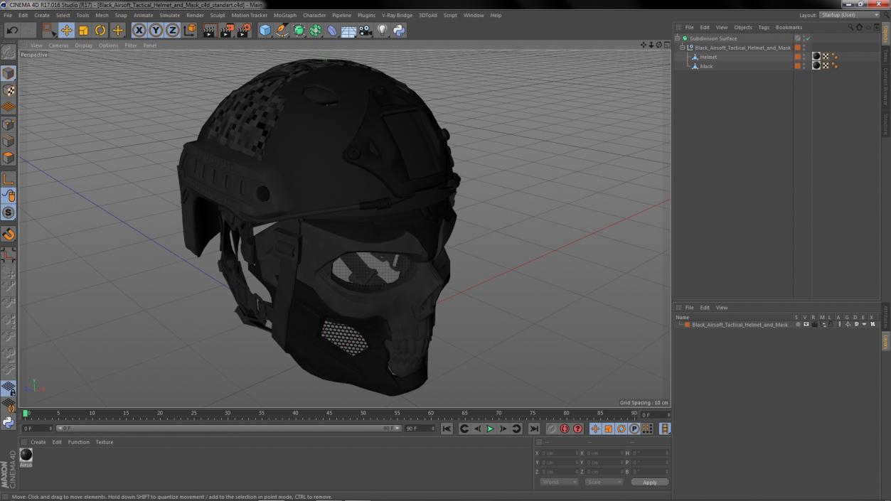 3D Black Airsoft Tactical Helmet and Mask model