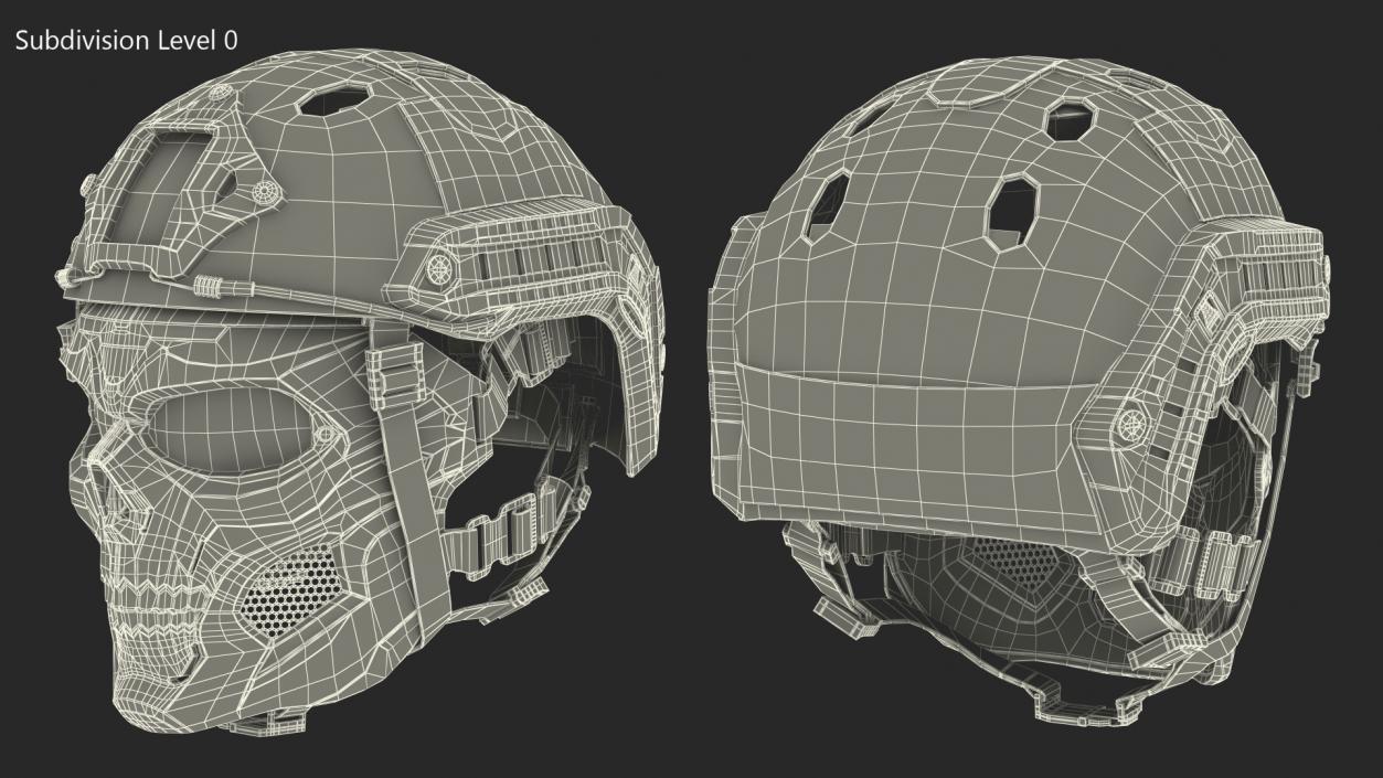 3D Black Airsoft Tactical Helmet and Mask model