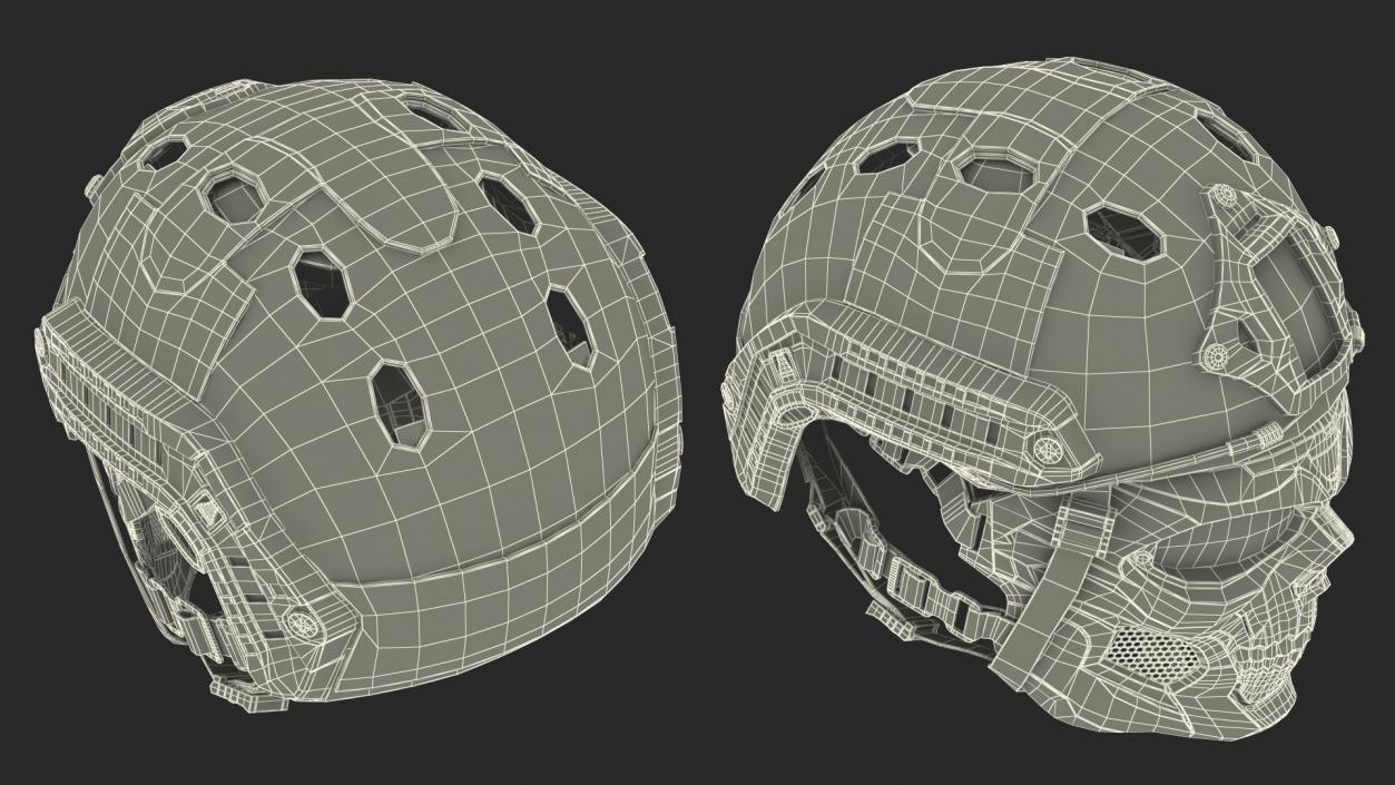 3D Black Airsoft Tactical Helmet and Mask model