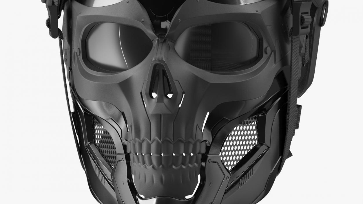 3D Black Airsoft Tactical Helmet and Mask model