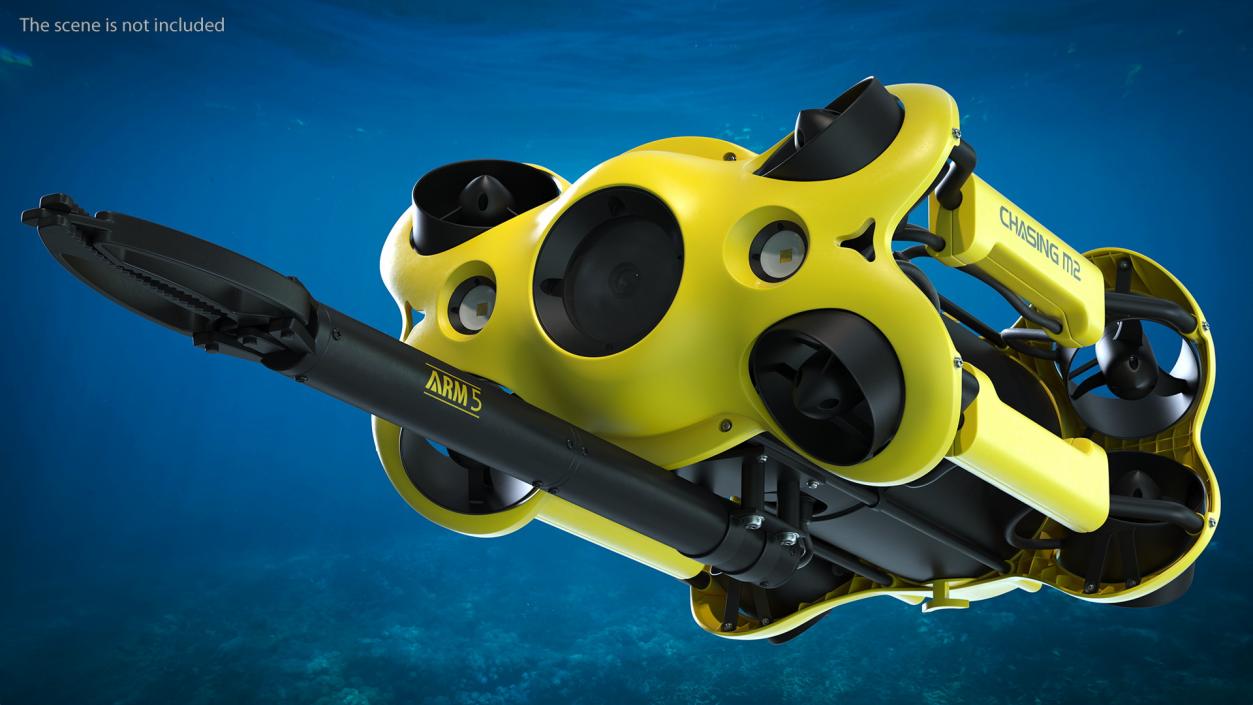 3D Chasing M2 Underwater Drone with Grabber Arm Rigged