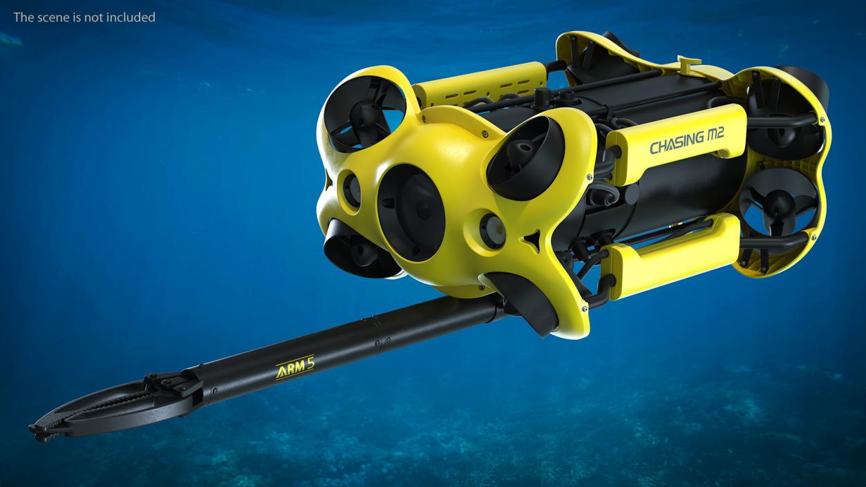 3D Chasing M2 Underwater Drone with Grabber Arm Rigged