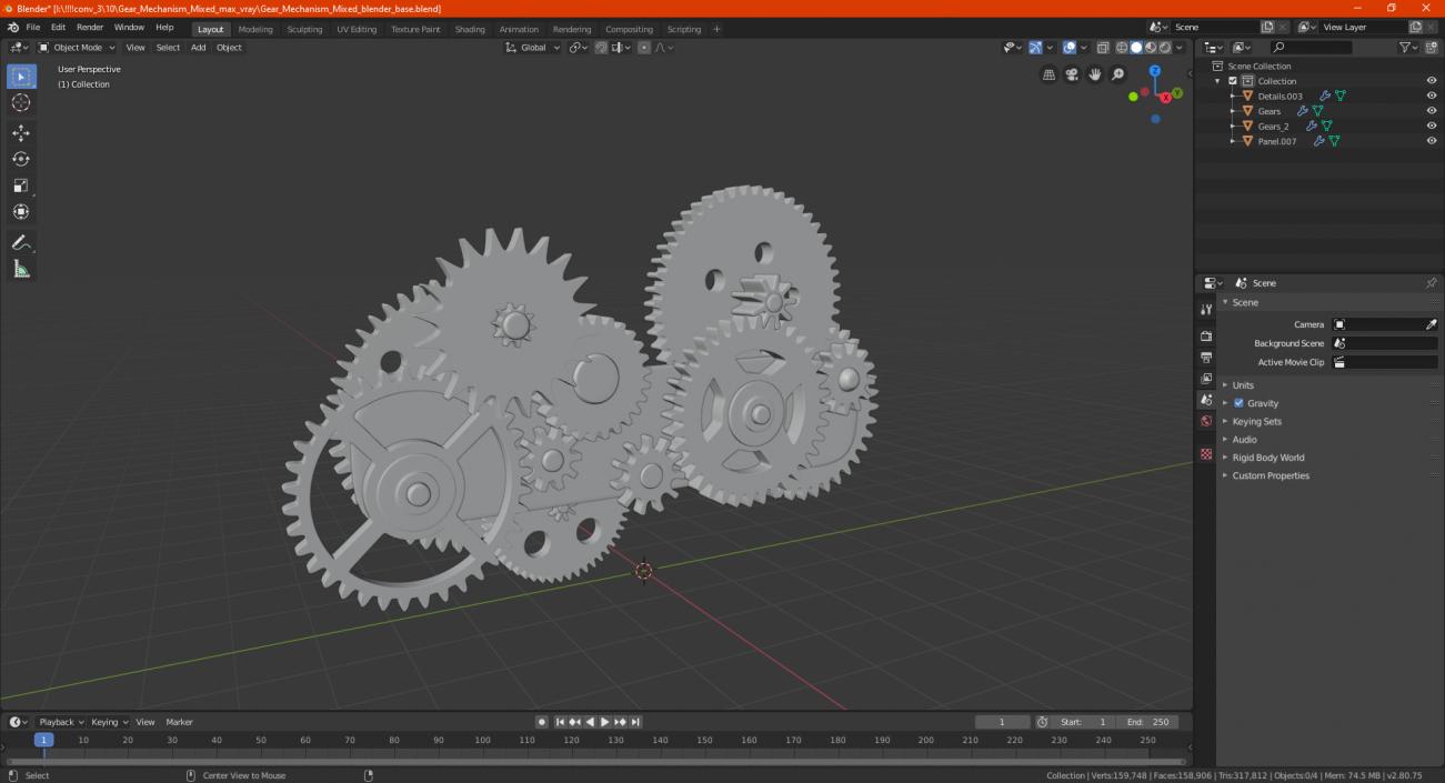 3D model Gear Mechanism Mixed