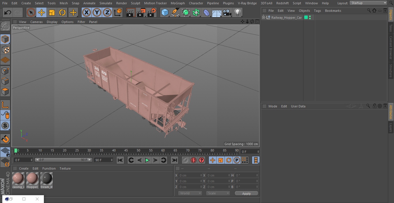 3D Railway Hopper Car model