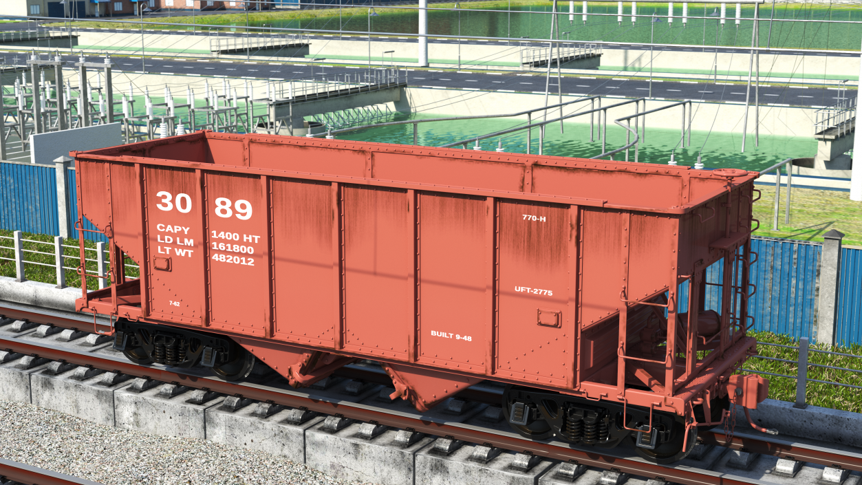 3D Railway Hopper Car model