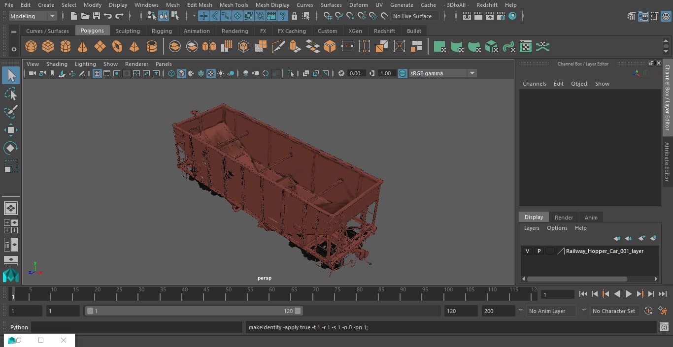 3D Railway Hopper Car model