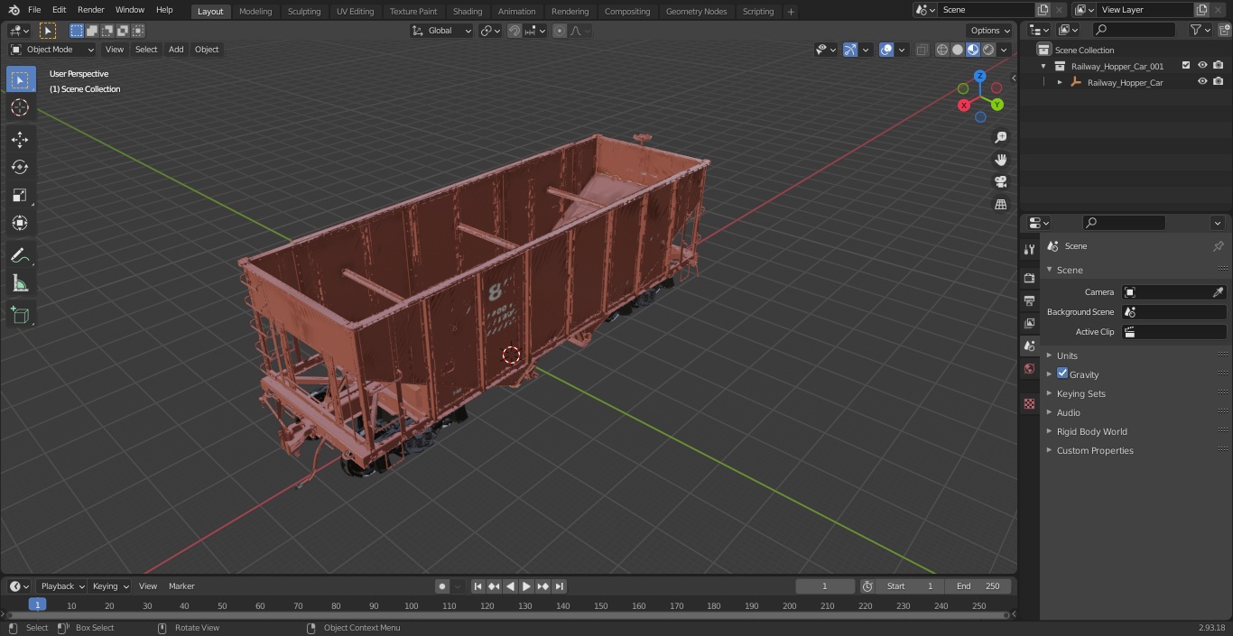 3D Railway Hopper Car model