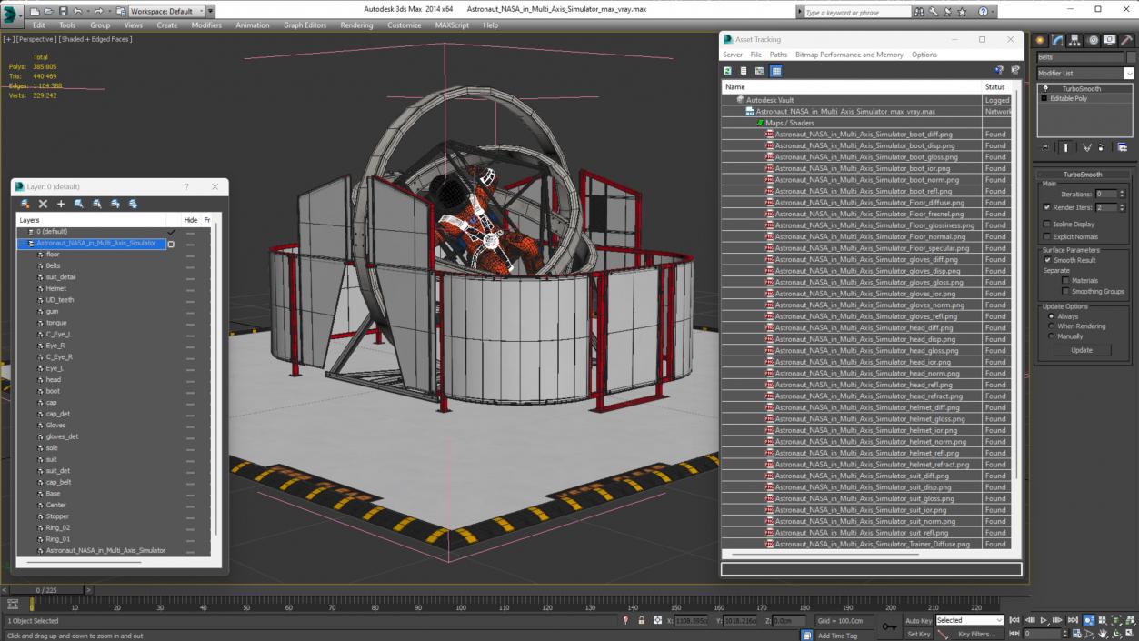 3D Astronaut NASA in Multi Axis Simulator model