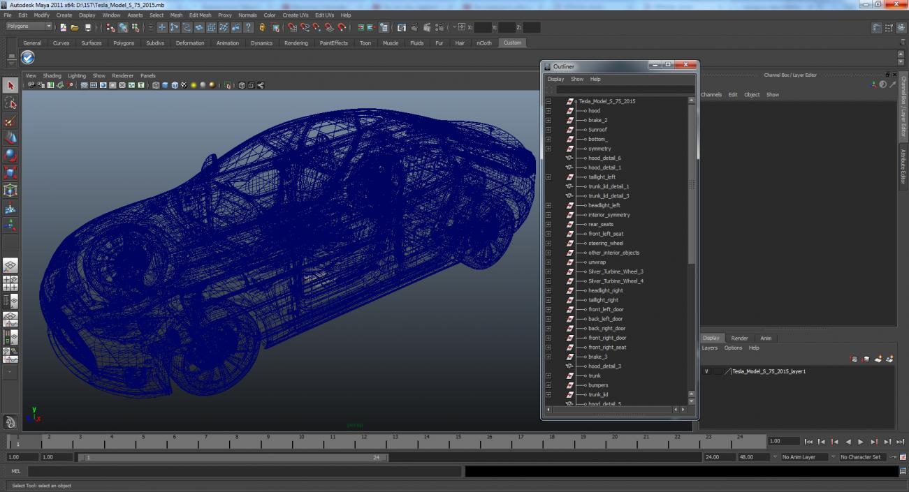 3D Tesla Model S 75 2015