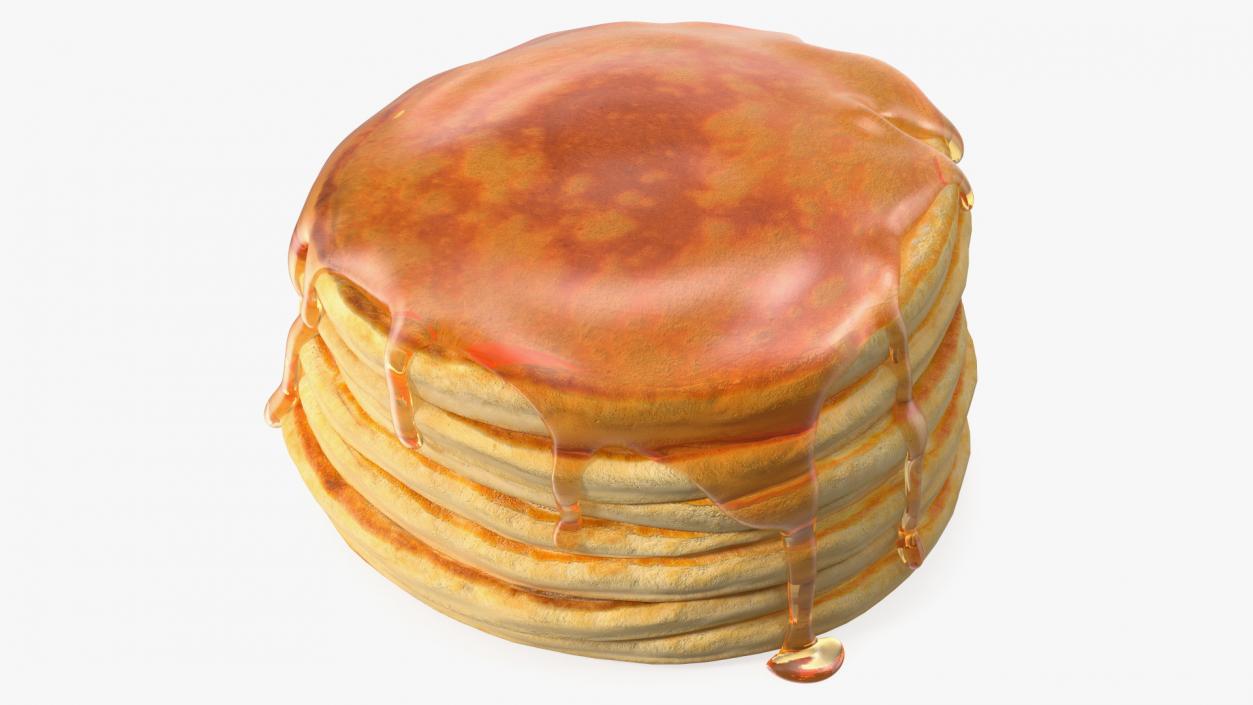 3D Pancakes Poured with Syrup