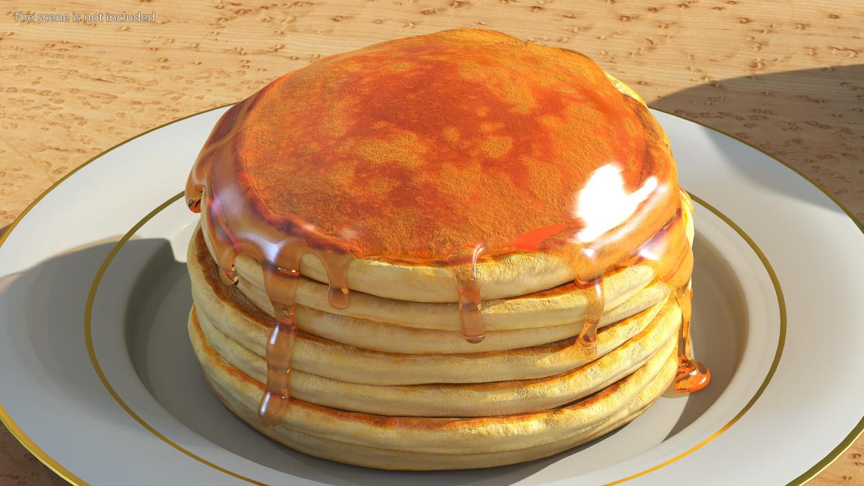 3D Pancakes Poured with Syrup