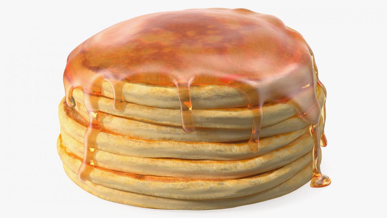 3D Pancakes Poured with Syrup