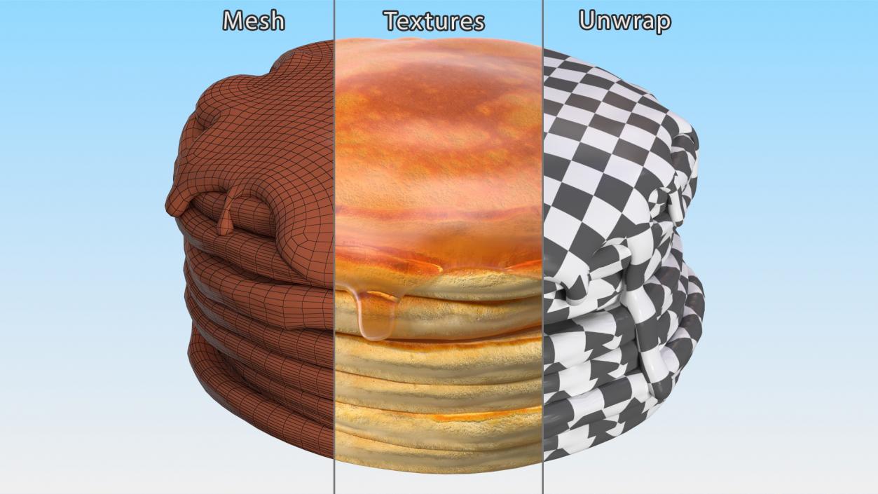 3D Pancakes Poured with Syrup