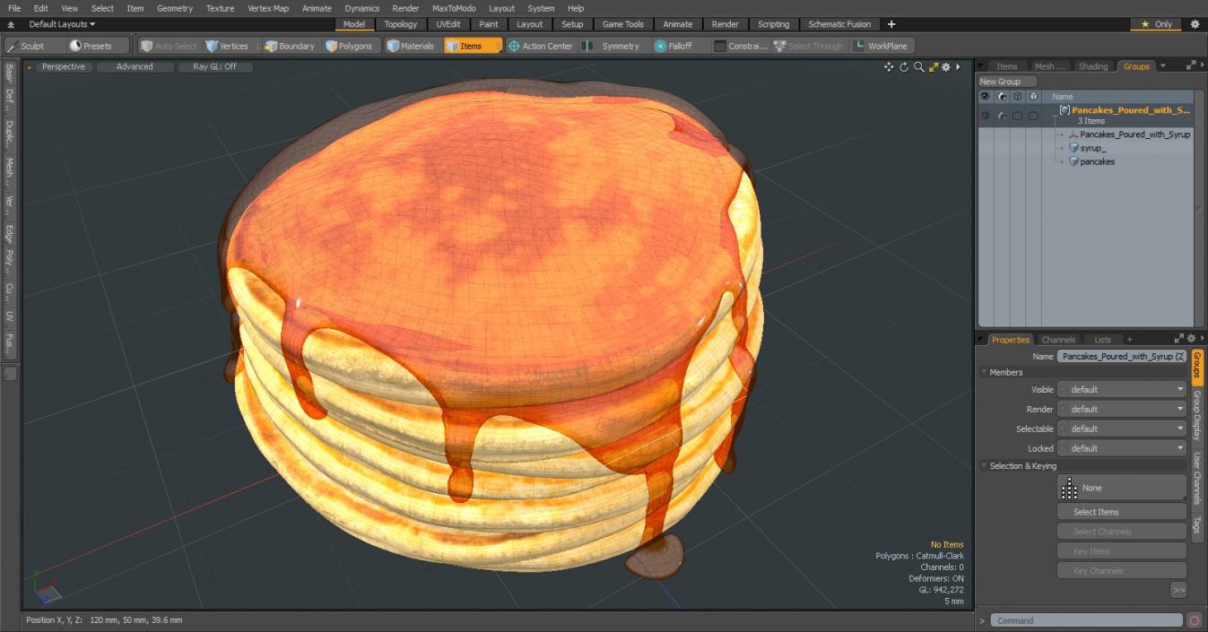 3D Pancakes Poured with Syrup