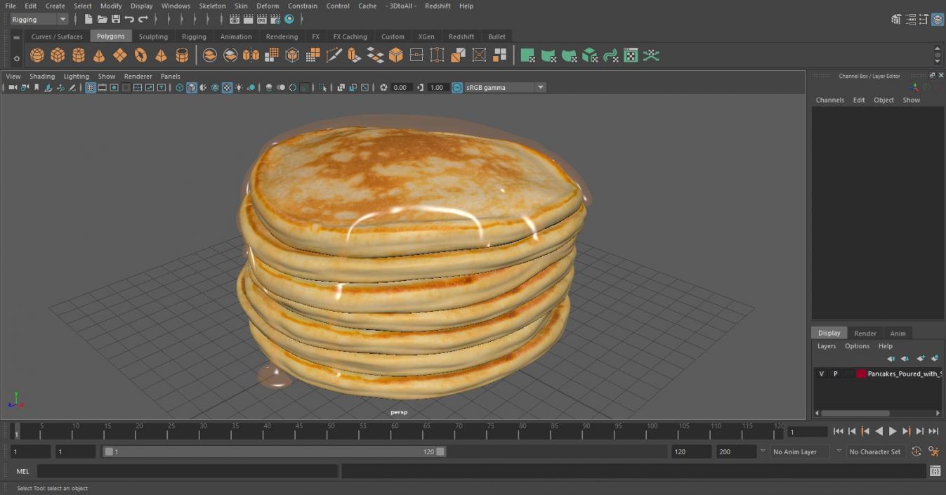 3D Pancakes Poured with Syrup