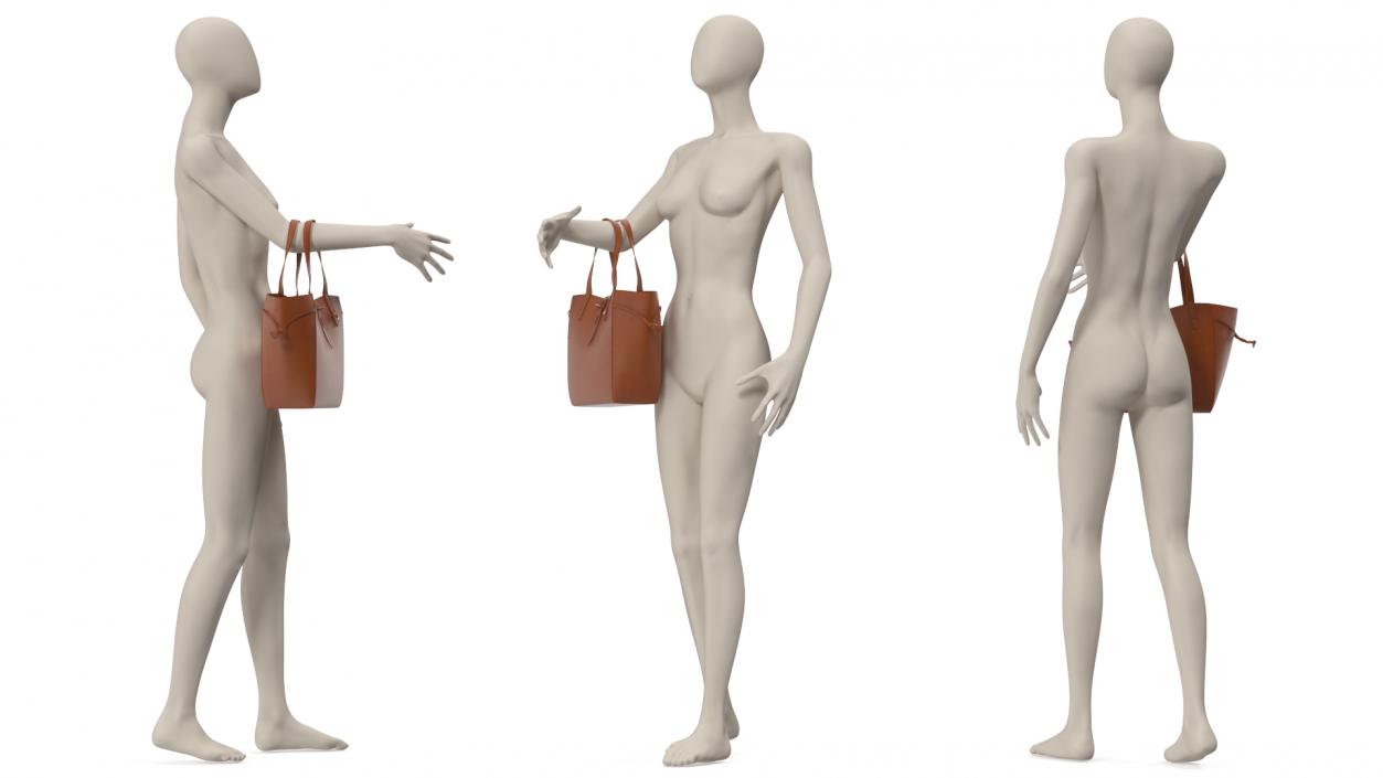 3D model Brown Leather Tote Bag on Mannequin