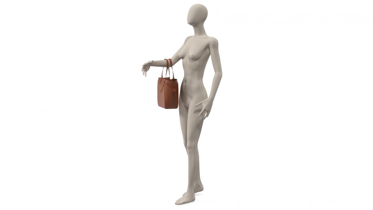 3D model Brown Leather Tote Bag on Mannequin