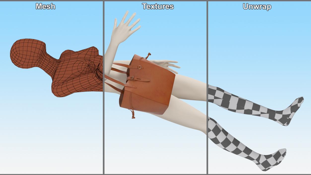 3D model Brown Leather Tote Bag on Mannequin