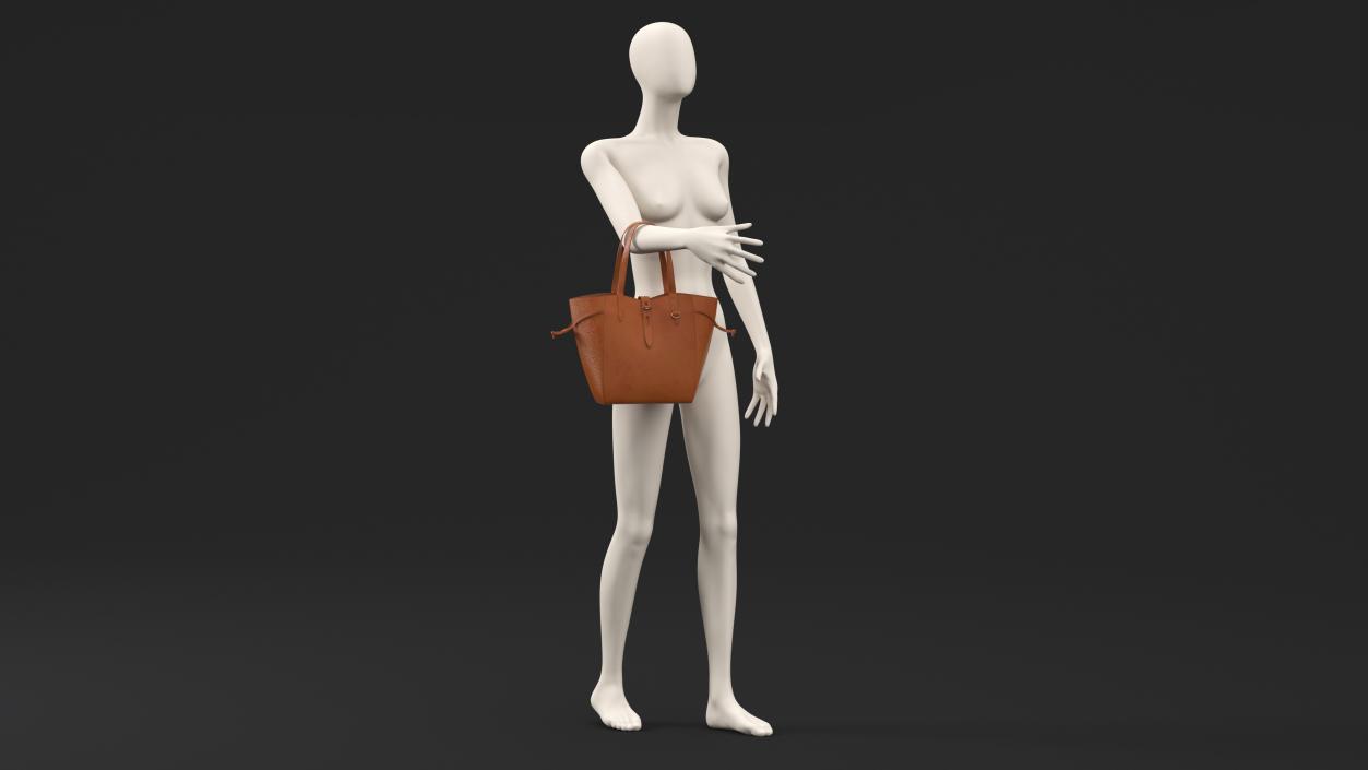 3D model Brown Leather Tote Bag on Mannequin