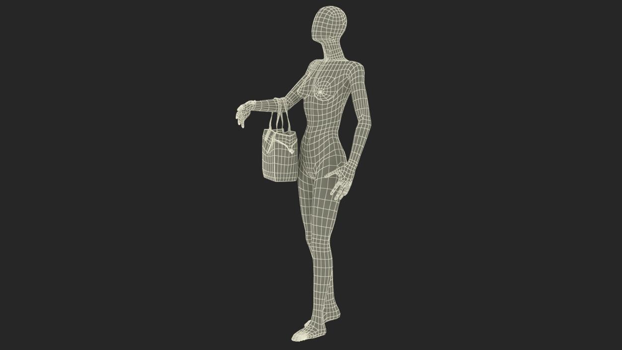 3D model Brown Leather Tote Bag on Mannequin