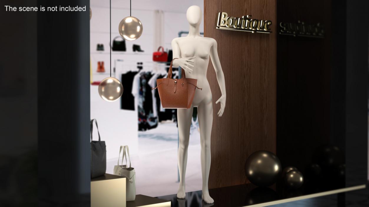 3D model Brown Leather Tote Bag on Mannequin