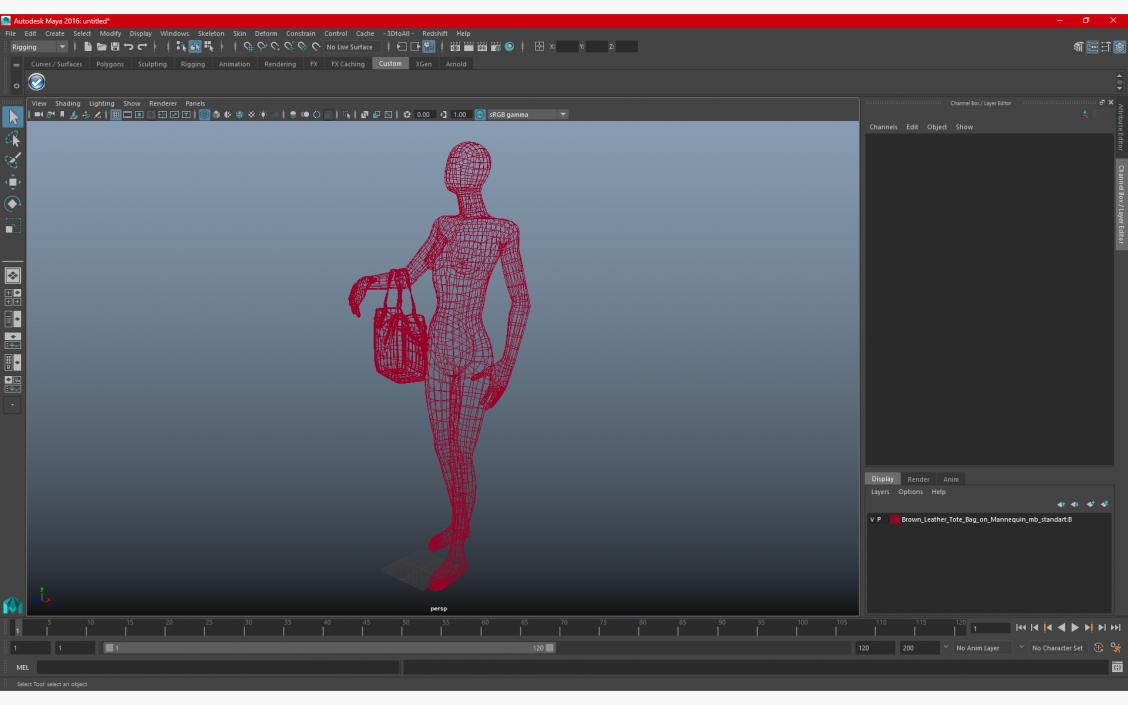 3D model Brown Leather Tote Bag on Mannequin