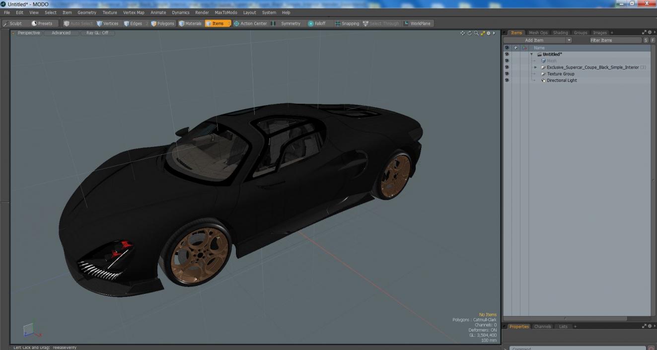 3D Exclusive Supercar Coupe Black Simple Interior 2 model