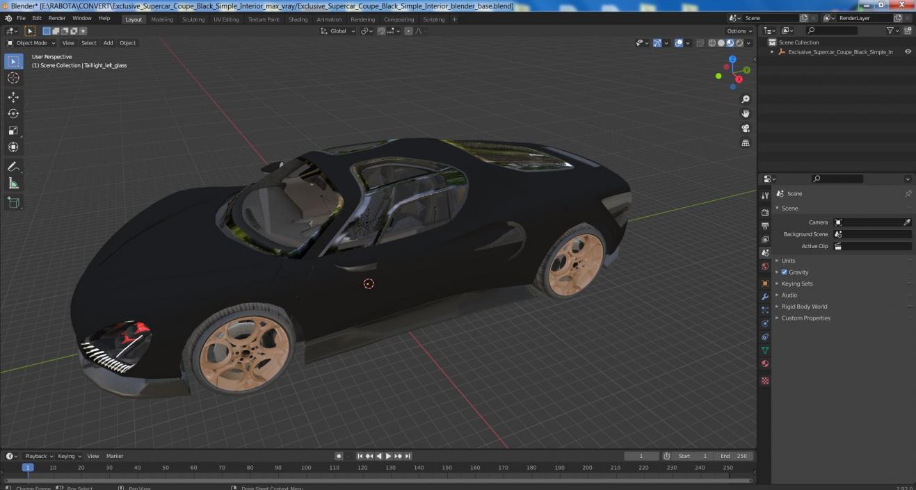 3D Exclusive Supercar Coupe Black Simple Interior 2 model