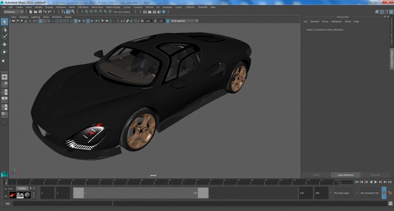 3D Exclusive Supercar Coupe Black Simple Interior 2 model