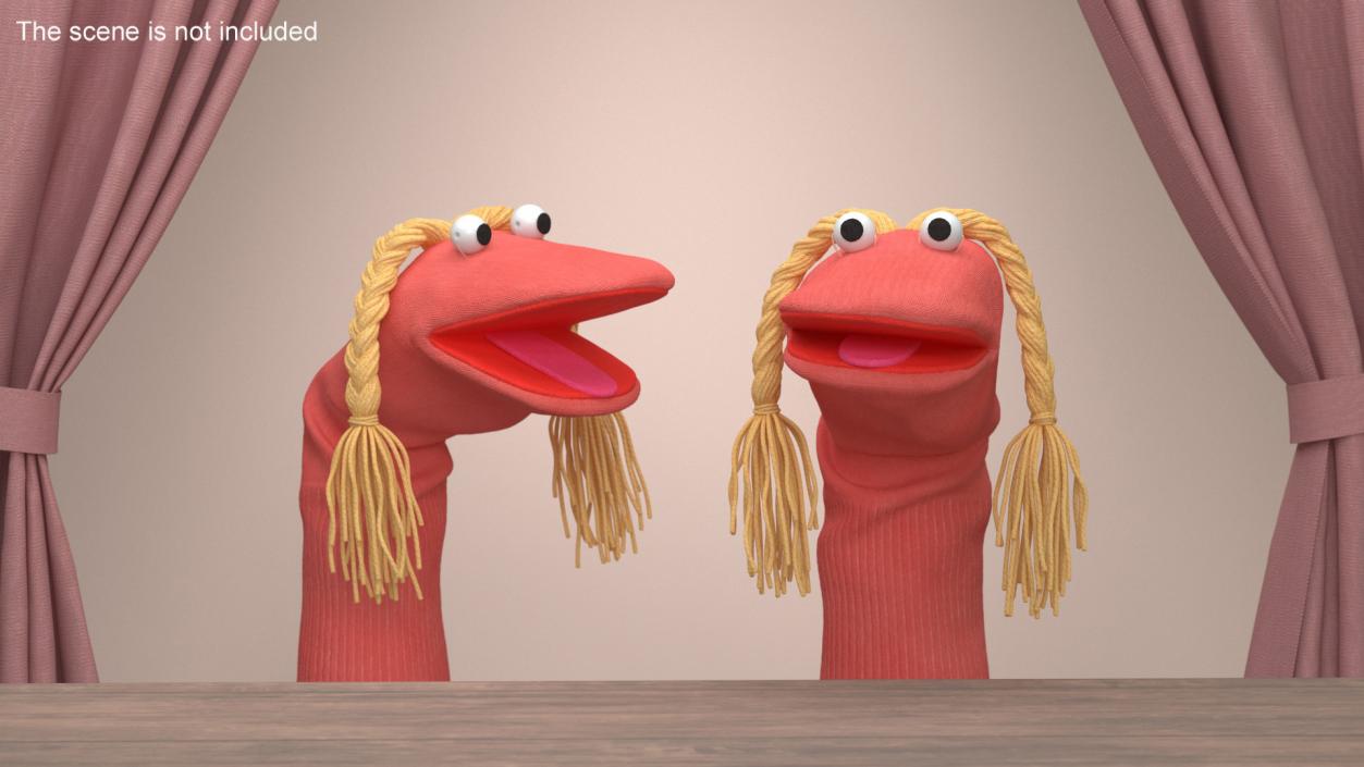 Sock Puppet Girl Pink Rigged for Maya 3D